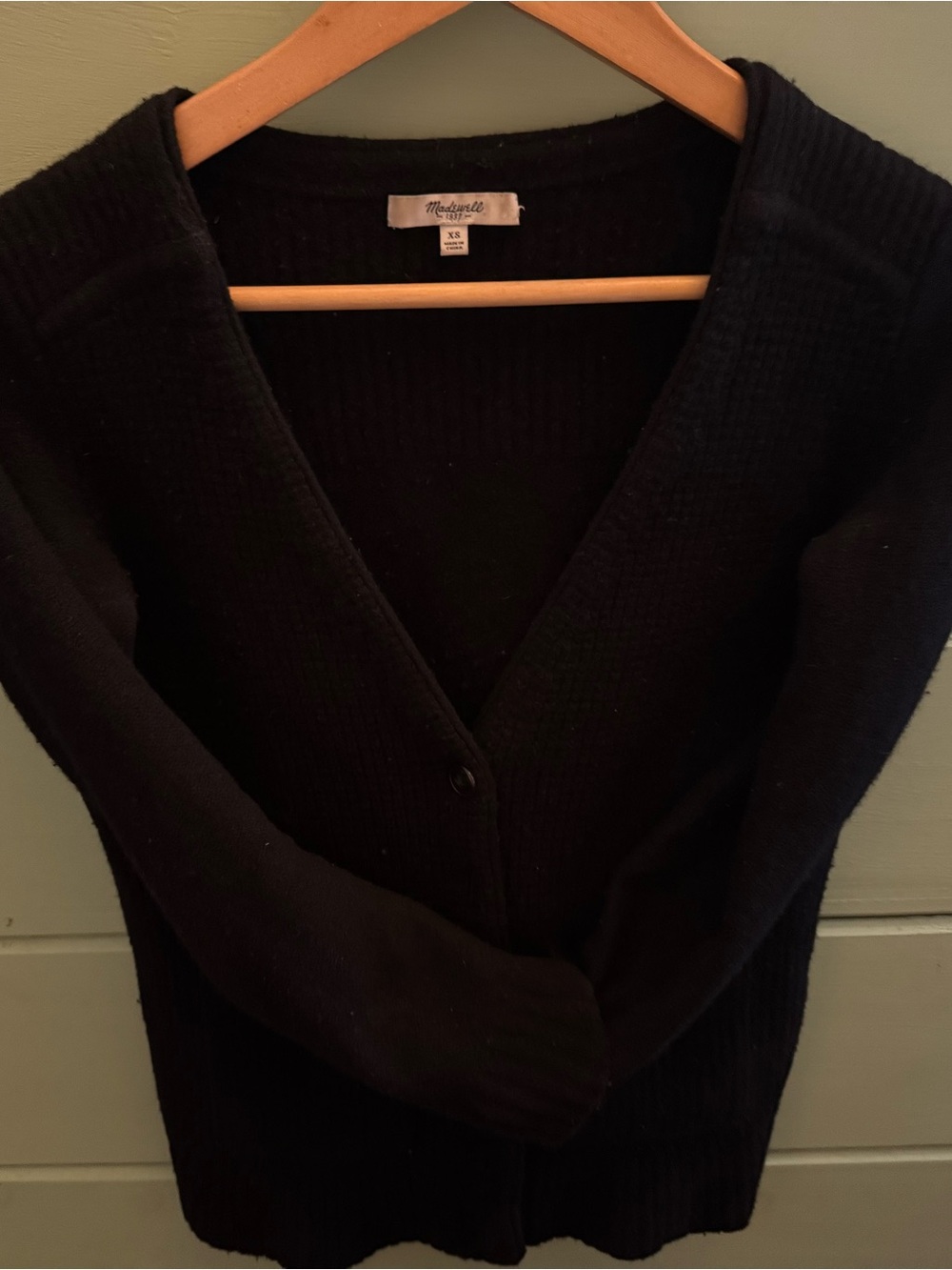 Madewell Black Textured Knit Cardigan XS Minimalist Grandpa Cozy Quiet Luxury